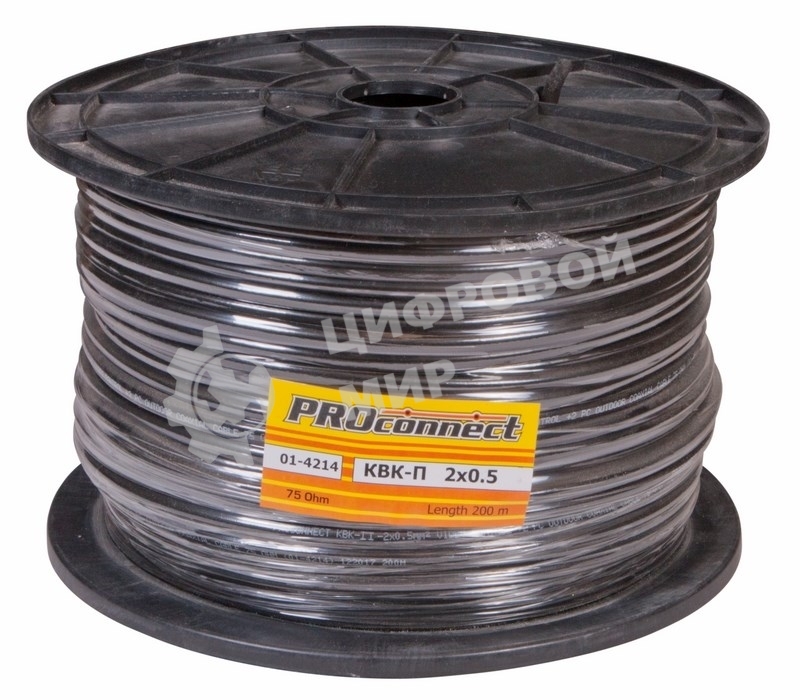Кабель PROconnect КВК-П-2 +2x0,50 мм² (Cu/Cu) черный (бухта 200 м)