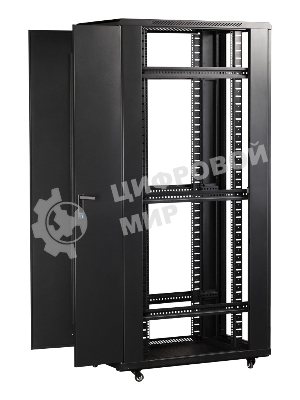 Шкаф серверный Lanmaster (TWT-CBB-42U-8X10-G1) напольный 42U 800x1000 мм пер. дв. стекл. задн. дв. двуст. 2 бок. пан. 800 кг черный IP20