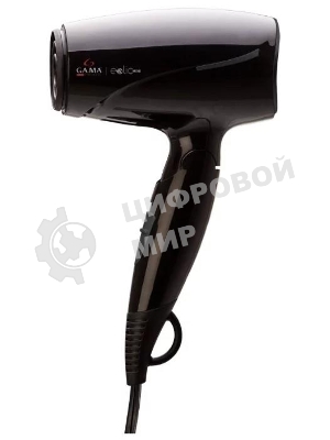 Фен GA.MA GH0201 EOLIC MINI CX черный, 1600 Вт, компактный, ионизация