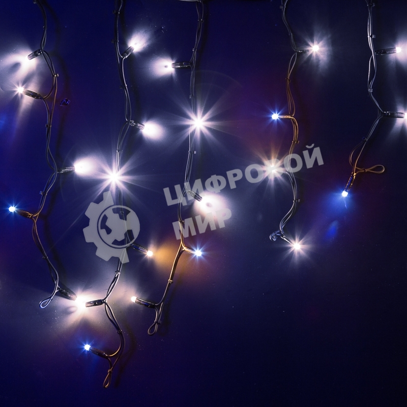 Гирлянда Neon-night Айсикл (Бахрома) светодиодная 5х0,7 м, с эффектом мерцания, 152 LED, черный провод каучук, белое свечение