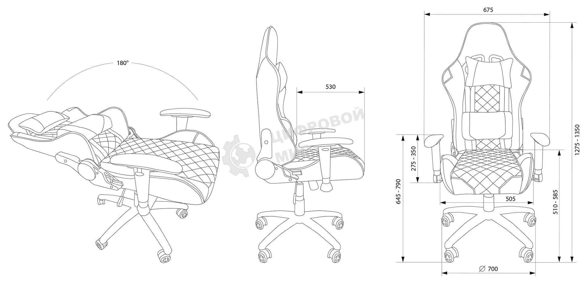 Кресло игровое Cactus CS-CHR-030BL черный, сиденье черный, эко.кожа, с подголов. крестовина металл, пластик черный
