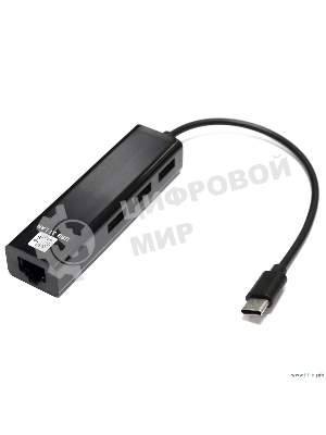 Кабель-адаптер 5bites UA3C-45-09BK USB3.1, 3хUSB2.0, RJ45 100MB, черный