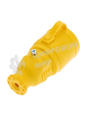 Розетка переносная влагозащищенная Rexant с крышкой, с/з, 16 А, IP44, каучук, желтый