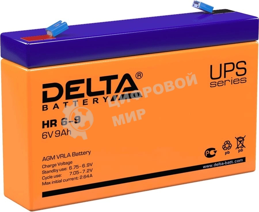 Батарея для ИБП Delta HR 6-9 (634W) (6V, 9Ah)
