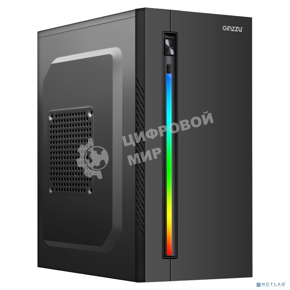 Компьютерный корпус Ginzzu D350 2хUSB 2.0,AU RGb w/o PSU