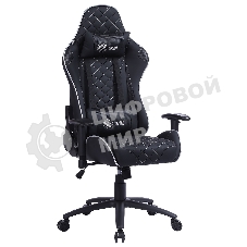 Кресло игровое Cactus CS-CHR-030BLS черный/серебристый, сиденье черный/серебристый, эко.кожа, с подголов. крестовина металл, пластик черный