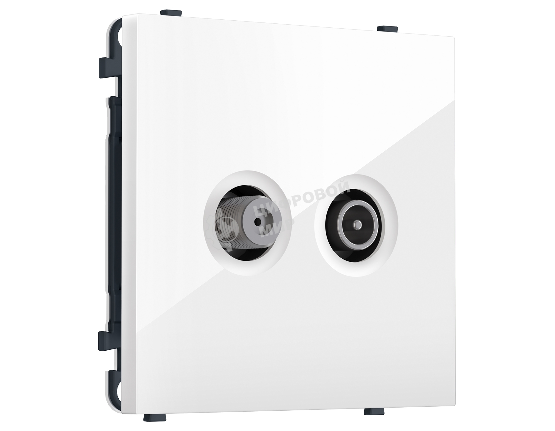 MS113310 Комплект механизма розетки TV оконечной + SAT SIGMA Белый глянец 5-862MHz 3.5dB/950-2150MHz 3.8dB QUANT PRO (SP1133, PR217)