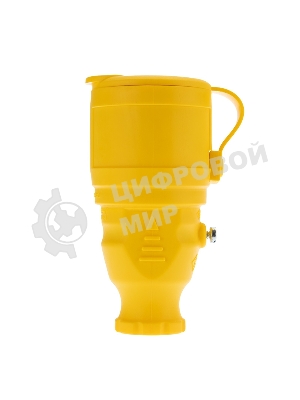 Розетка переносная влагозащищенная Rexant с крышкой, с/з, 16 А, IP44, каучук, желтый