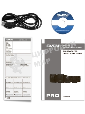 Источник бесперебойного питания UPS Sven Pro 1500 (1000 WA, LCD, USB, RG-45, 3 евро розетки)