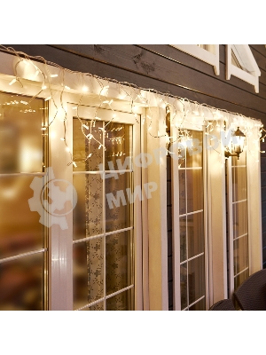 Гирлянда Neon-night Айсикл (Бахрома) светодиодная 5х0,7 м, 152 LED, белый провод каучук, теплое белое свечение