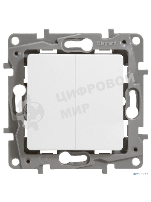 Переключатель 2-клавишный, 10AX, бел. ETIKA 