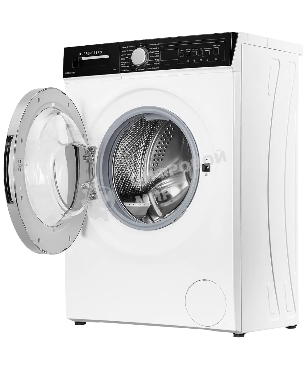 Отдельностоящая стиральная машина Kuppersberg WM 410 W, глубина 45 см, загрузка белья 6 кг, кнопочное управление, Отжим 1200 об.мин, 15 программ, Отложенный старт, Блокировка от детей, Уровень шума при стирке 50 дБ, Уровень шума при отжиме 75 дБ, Барабан 