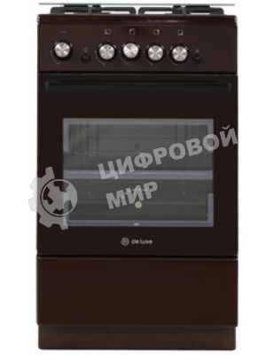 Плита газовая De Luxe 5040.32Г (КР) ЧР 014 коричневый, конфорок 4 шт, духовка 46 л, 50 см x 85 см x 50 см