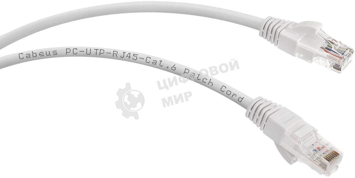 Патч-корд Cabeus PC-UTP-RJ45-Cat.6-2m-WH-LSZH U/UTP, категория 6, 2xRJ45/8p8c, неэкранированный, белый, LSZH, 2м