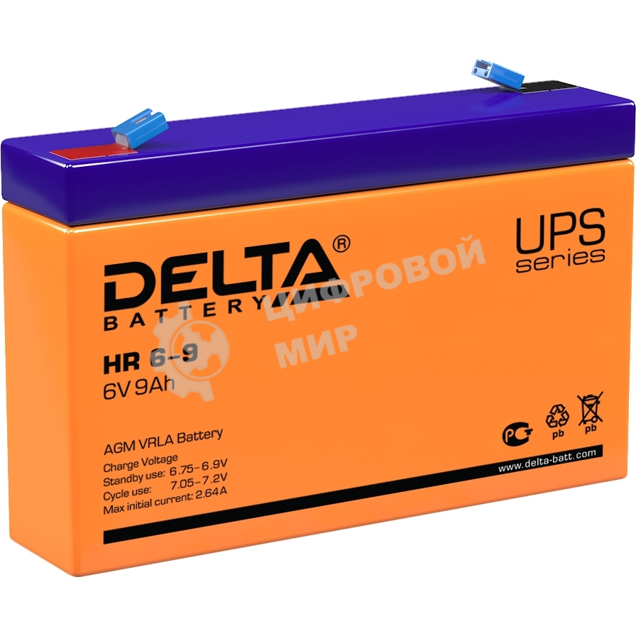 Батарея для ИБП Delta HR 6-9 (634W) (6V, 9Ah)