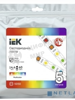 Лента светодиодная IEK LED 5м LSR-5050RGB60-14,4-IP65-12В IEK