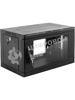 Шкаф коммутационный ЦМО (ШРН-9.650-9005) настенный 9U 600x658мм пер.дв.стекл 200кг черный 600мм 180град.