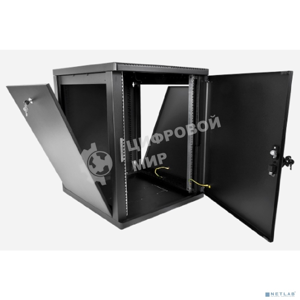 Шкаф телекоммуникационный ЦМО настенный разборный 12U (600 x 650) съемные стенки, дверь металл, черный (ШРН-М-12.650.1-9005)