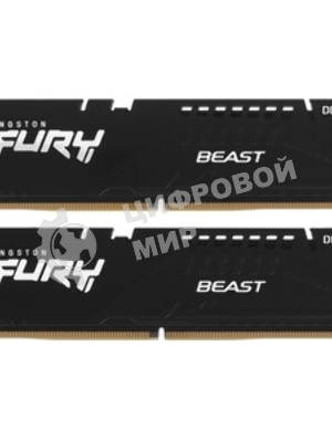 Оперативная память Kingston Fury Beast, DDR5, 32GB (1x32 GB), 6000 MHz, CL36, DIMM, радиатор, черный