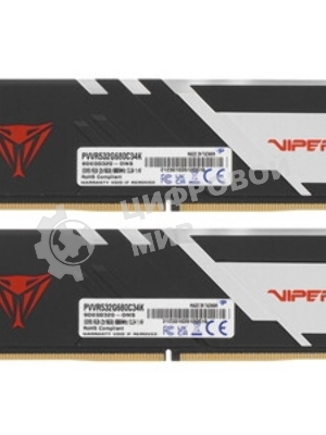 Оперативная память Patriot Viper Venom, DDR5, 32GB (2x16GB), 5600MHz, CL36, DIMM, с радиаторами, RGB, черный