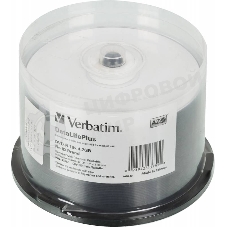 Диск DVD-R Verbatim 4.7Gb 16x Cake Box (50шт) Printable (43755)
