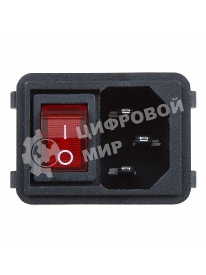 Выключатель клавишный Rexant 250V 10А (4с) ON-OFF красный с подсветкой и штекером C14 3PIN