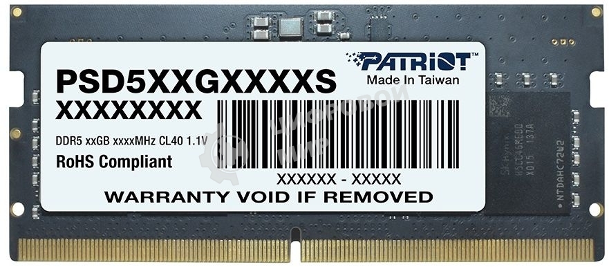 Оперативная память Patriot, DDR5, 8GB (1x8 GB), 4800 MHz, CL40, SO-DIMM