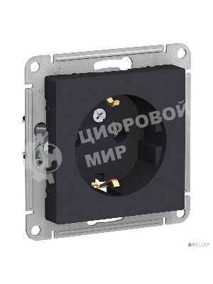 Механизм розетки 1-м СП AtlasDesign с заземл. 16А карбон SchE ATN001043