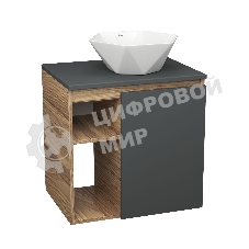 Тумба Bau Dream Blackwood 60 правая, графит, раковина BAU Crystal 40х40