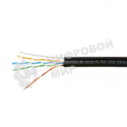 Кабель SkyNet Premium UTP outdoor 4x2x0,51 на тросу, медный, FLUKE TEST, кат.5e, однож., 305 м, на катушке, черный