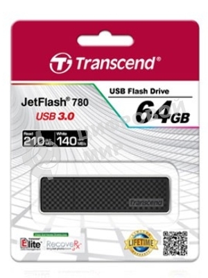 Флешка USB Transcend JetFlash 780 (TS64GJF780), 64Gb, USB 3.2 Gen 1 (USB 3.0), R/W 210/140, черный/серебристый