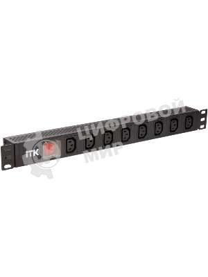 Блок розеток 8 мест PDU 19дюймов IEC320 C13 PH12-8C133 с LED выкл. алюм. профиль1U вход C14 без шнура ITK PH12-8C133