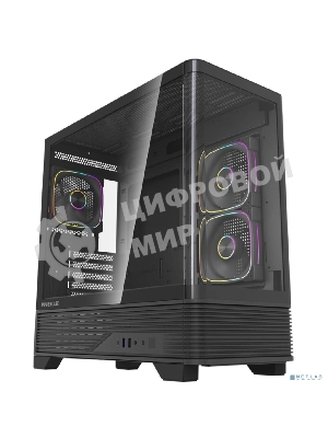 Корпус Powercase Vision Micro M6B, Curved Glass, Type-C, 3x 120mm ARGB PWM Fan, чёрный, mATX (CVMM6B-A3)