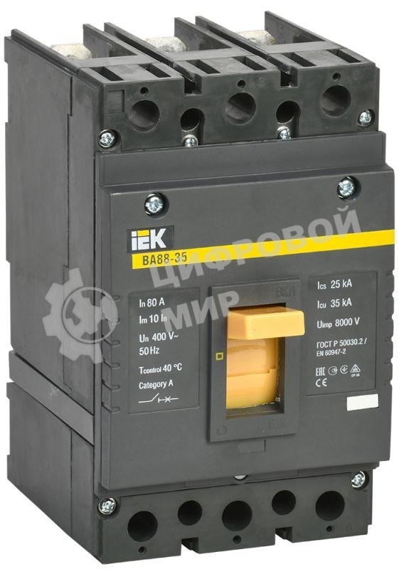 Выключатель автоматический 3п 80А 35кА ВА 88-35 IEK SVA30-3-0080