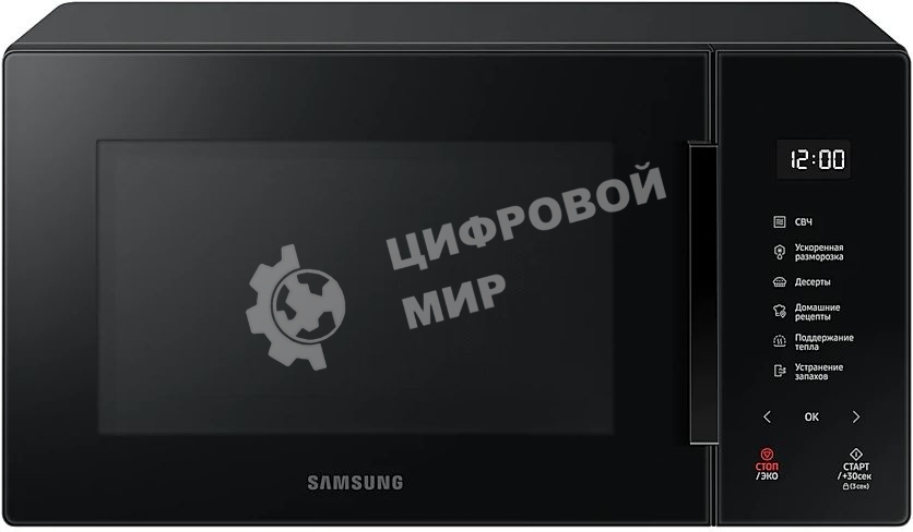 Микроволновая печь Samsung MS23T5018AK/BW черный, 23 л, 800 Вт, переключатели - сенсор