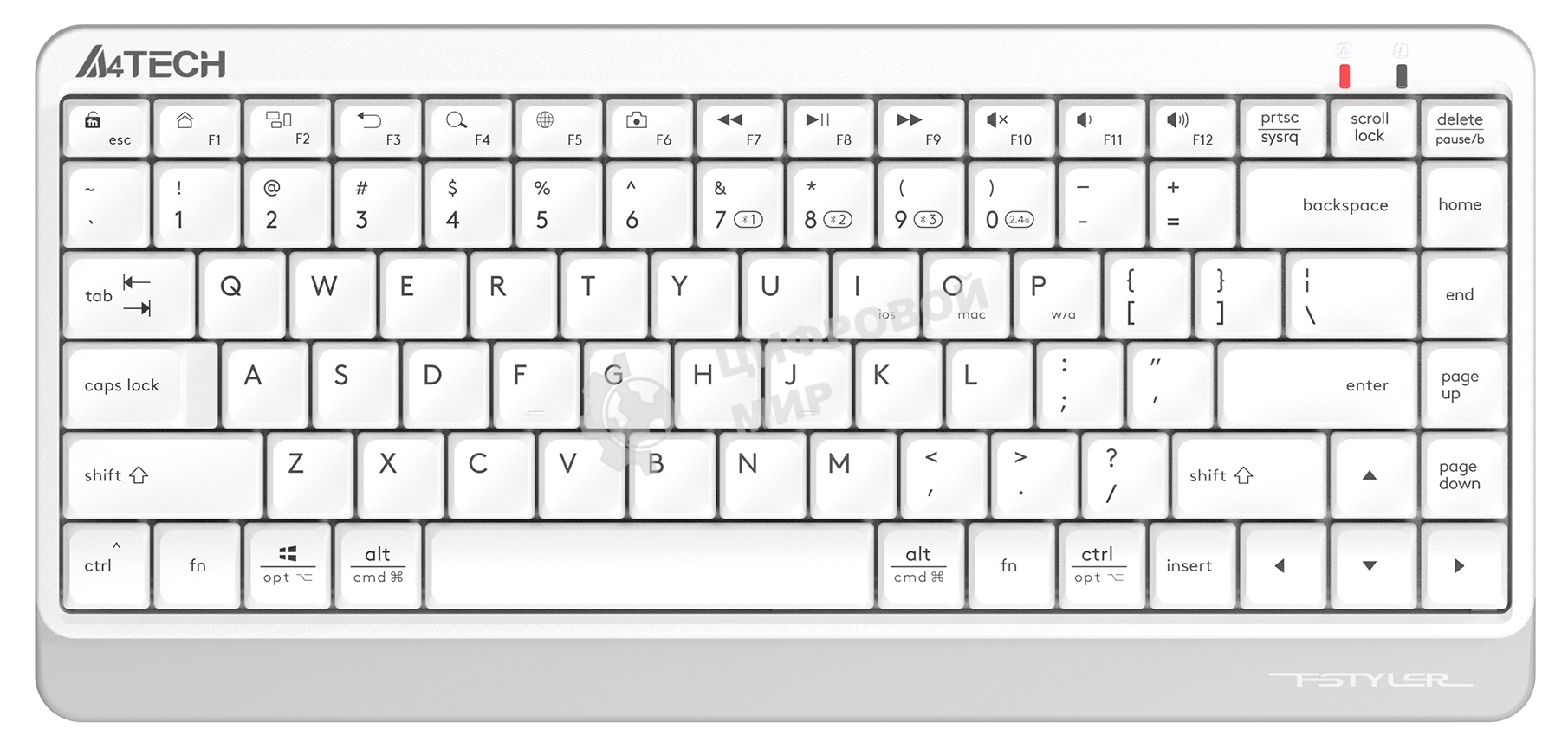Клавиатура беспроводная A4Tech Fstyler FBK11 USB, Bluetooth/Радиоканал, белый/серый
