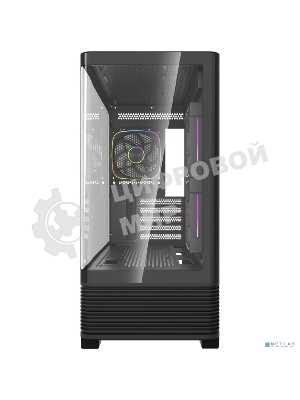 Корпус Powercase Vision Micro M6B, Curved Glass, Type-C, 3x 120mm ARGB PWM Fan, чёрный, mATX (CVMM6B-A3)