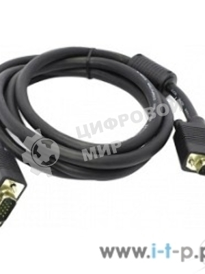 Кабель монитор - SVGA card (15M -15M) 3м 2 фильтра ExeGate позолоченные контакты, экранирование