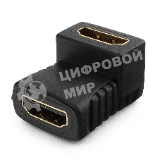 Переходник Gembird Переходник HDMI-HDMI 19F/19F, угловой, золотые разъемы, пакет