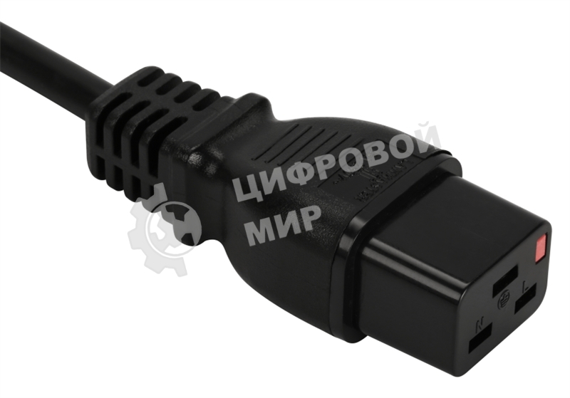 Шнур питания Lanmaster с блокировкой C19-C20, 3х1.5, 220В, 16А, черный, 0.5 метра
