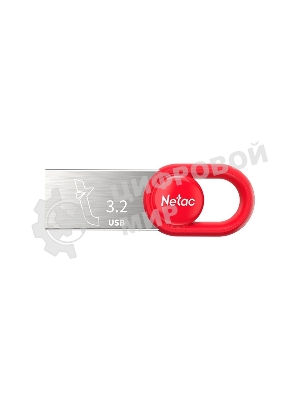 Флешка USB Netac UM2 (NT03UM2N-032G-32RE), 32Gb, USB 3.0, R/W 130/50, серебристый/красный