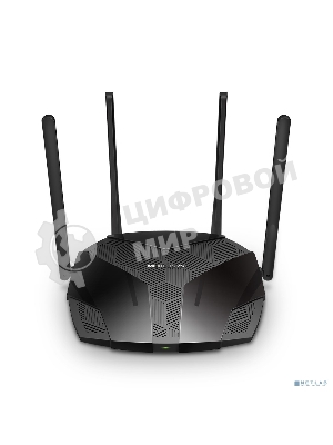 Двухдиапазонный роутер MERCUSYS MR80X AX3000 Wi-Fi 6, до 574 Мбит/с на 2,4 ГГц + до 2402 Мбит/с на 5 ГГц,4 фиксированные внешние антенны, 3 гигабитных порта LAN, 1 гигабитный порт WAN