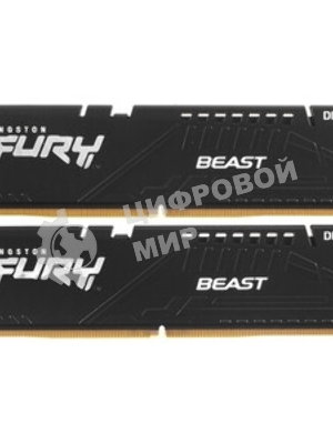 Оперативная память Kingston Fury Beast, DDR5, 32GB (2x16GB), 5600MHz, CL36, DIMM, с радиаторами, черный
