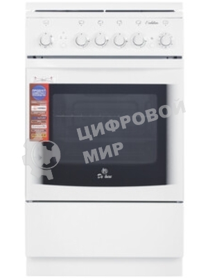 Плита газовая De Luxe 5040.33Г (КР) ЧР белый, конфорок 4 газовых, духовка 43 л, 50 см x 85 см x 50 см