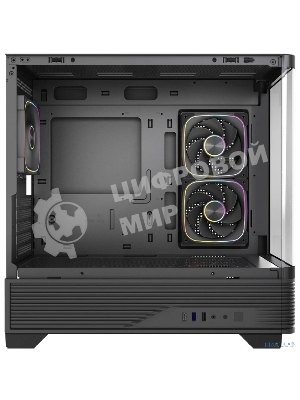 Корпус Powercase Vision Micro M6B, Curved Glass, Type-C, 3x 120mm ARGB PWM Fan, чёрный, mATX (CVMM6B-A3)