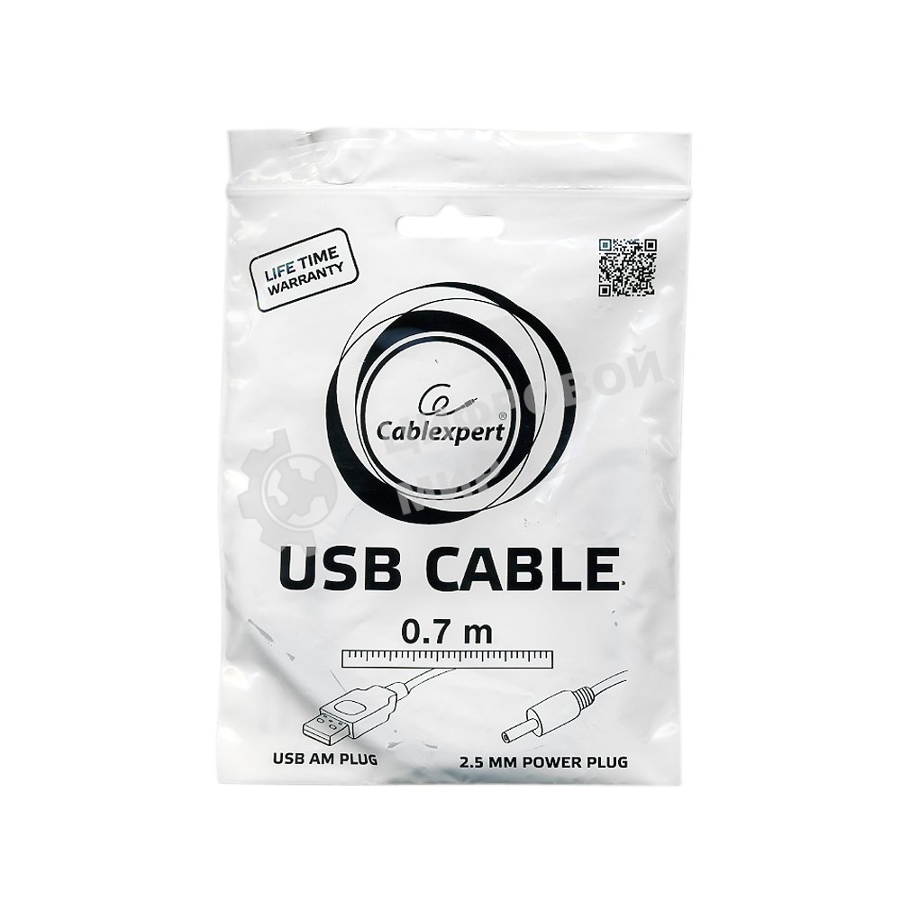 Кабель Gembird/Cablexpert AM/DC 2,5мм 5V 2A (для планшетов Android), 0.7м, экран, черный, пакет