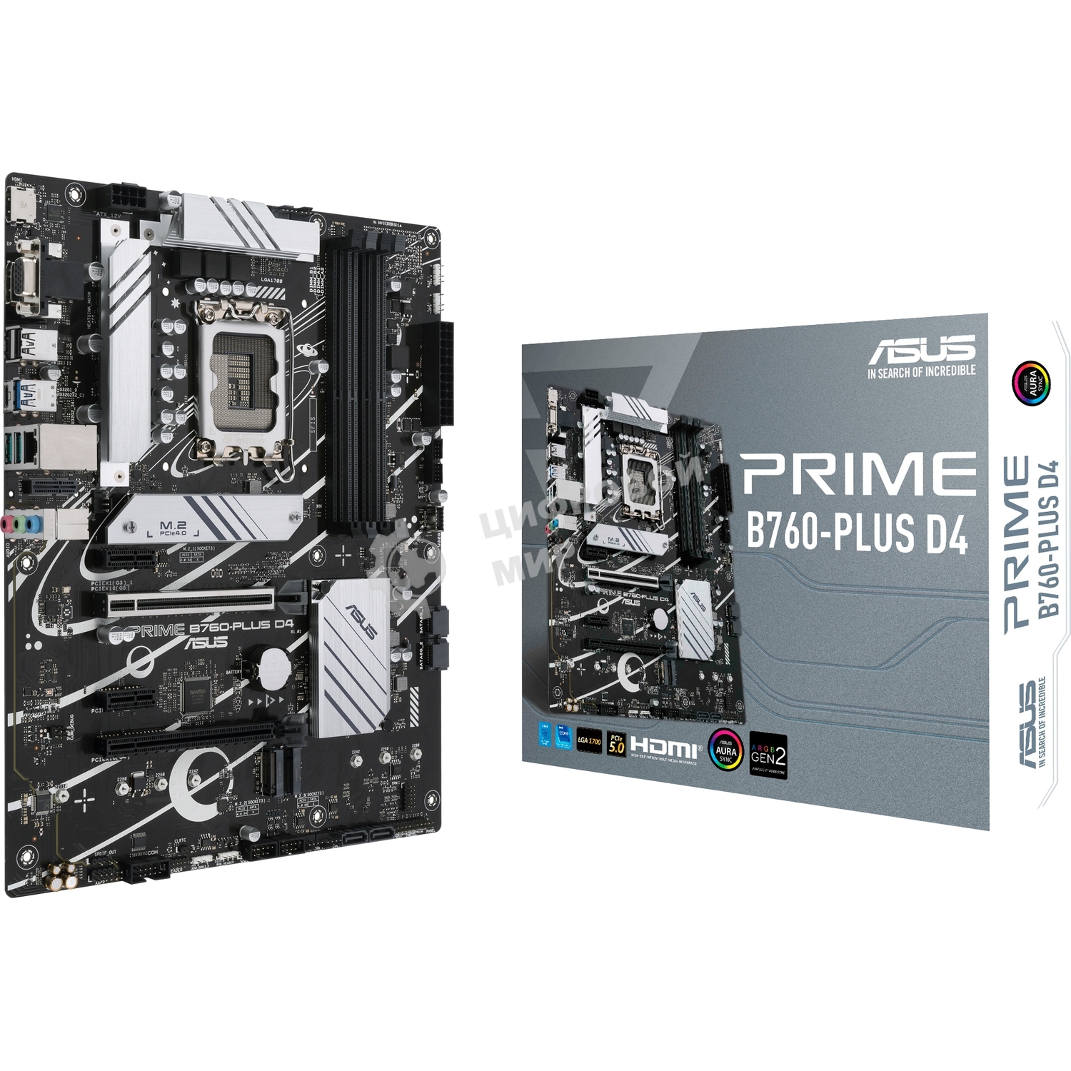 Материнская плата ASUS PRIME B760-PLUS D4, LGA 1700, Intel B760, 4xDDR4, 4xSATA, 3xM.2, 1xPCIe 4.0 x4, 1xPCIe 5.0 x16, 1xHDMI, 1xDP, 1xVGA, 1x 2.5Gb LAN, 1xUSB 3.2 Gen 2, 2xUSB-A 3.2 Gen 2, 3x3.5 мм, 7.1, ATX