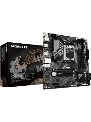 Материнская плата GIGABYTE B650M K, AM5, AMD B650, 4xDDR5, 4xSATA, 2xM.2, 1xPCIe 4.0 x16, 1xPCIe x1, 1xHDMI, 1xDP, 1x2.5Gb LAN, 1xUSB 3.2 Gen 2, 2xUSB 3.2 Gen 1, 4xUSB 2.0, 3x3.5 мм, 7.1, micro-ATX