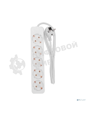Удлинитель 5 гнезд, 1,5 м, 3х0,75 мм², с/з, белый PROconnect