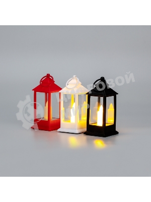 Фонарь декоративный Neon-night (фигура) со свечкой 5,5х5,5х12,5 см, цвет корпуса белый/красный/черный, цвет свечения теплый белый, питание 3xLR1130 (в комплекте)
